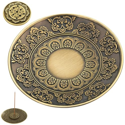 Räucherstäbchen Halter mit Lotus-Design | 9-Fach Incense Stick Holder für Räucherstäbchen | Stabiles Räucherschale Set mit Halterung für Yoga