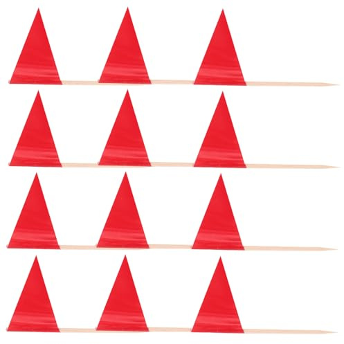 SHOWERORO 100 pièces Drapeaux Cure-dents Rouges Triangulaires Petits Marqueurs pour Fruits Fromages Desserts Décoration de Cupcakes Fêtes