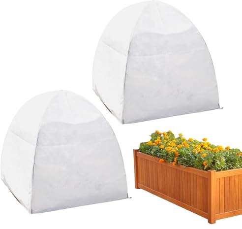 Renchey Mantas Anticongelantes para Plantas Exteriores | 2 Piezas Protector de Arbustos,55x55 cm Telas Transpirables Antiheladas Plantas Exterior - para Frutales Bayas Tomates Rosas Patio Invernadero