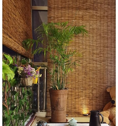 Tenda avvolgibile in bambù per esterni, tenda naturale per veranda e cucina, ecologica, 140 x 175 cm, soluzione per la privacy regolabile ed elegante