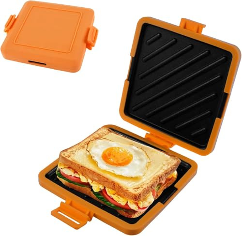 Microwave Toastie Maker, Multifunctional Silicone Microwaveable Cookware | Wireless, Non-stick Plates, Heatwave Technology, Dishwasher Safe, Simple Operation, for Sandwich Hamburger Sausages & Panini
