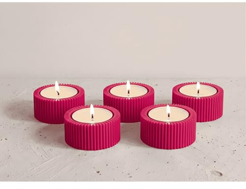 Teelichthalter (5er Set) - @AcubycArt - modernes Design - Bio-Kunststoff (pink, 2,5 cm (Höhe))