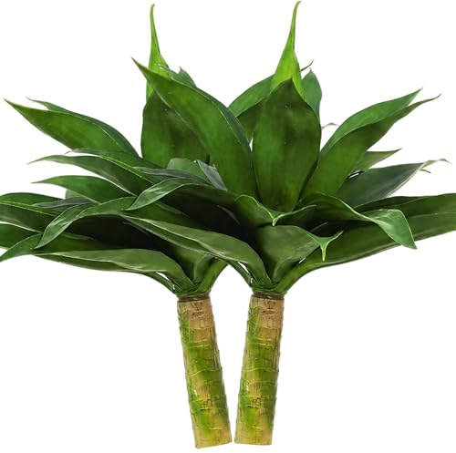Wilafury Pianta di agave finta da 2 pezzi, pianta di agave artificiale realistica a bassa manutenzione, decorazioni per interni ed esterni grandi per il giardino di casa, verde, 54x68 cm
