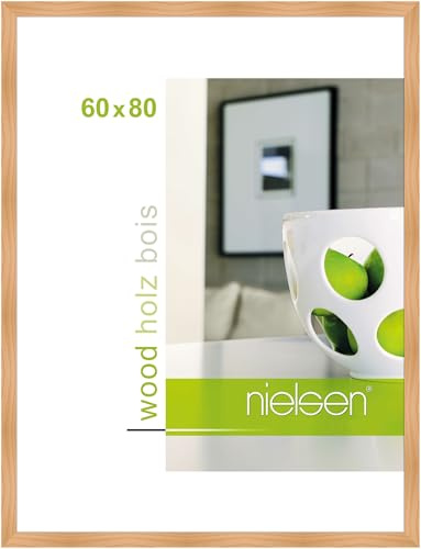 nielsen Holz Bilderrahmen Essential, 60 x 80 cm, Hellbraun | Holz Posterrahmen im Hoch- & Querformat zum Aufhängen Hellbraun matt Echtglas