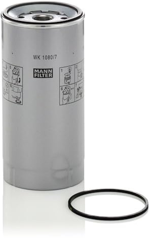 MANN-FILTER WK 1080/7 x Kraftstofffilter - für Lkw + Busse | Für LKW, Busse, Schutz des Kraftstoffsystems, Injektorschutz, Zuverlässige Kraftstoffversorgung, Echte OE-Technologie