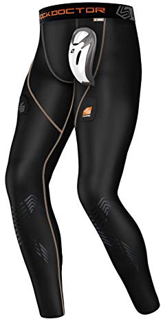 ShockDoctor Herren Tiefschutz Kompressions-Hockey-Pant mit Bioflex Cup, Black, XXL, 363-BK