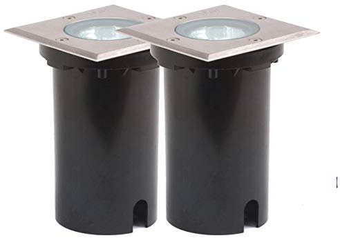 Konstsmide 2er-Set Bodeneinbaustrahler eckig, 11cm, IP65, Edelstahl, bis 1500 kg 7608-000