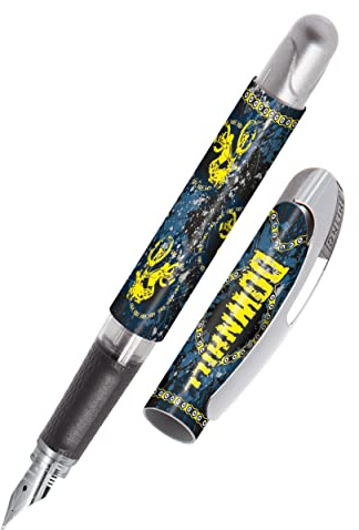 Online Füller College Downhill, Tinten-Füller für Rechtshänder, ergonomisches Griffstück, hochwertige Iridium-Feder medium, Standard-Tintenpatronen, inkl. Kombipatrone blau, Allergiker geeignet, 1 Stück (1er Pack)