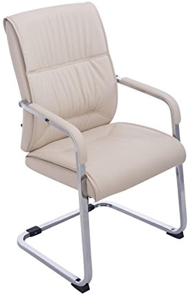 CLP Freischwinger Besucherstuhl XXL Anubis I Stabiler Und Pflegeleichter Stuhl Mit Kunstlederbezug Und Bodenschoner I 260 kg Belastbarkeit, Farbe:Creme
