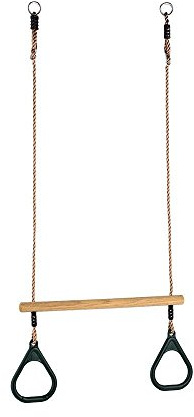 HUAWELL Trapez aus Holz mit Kunststoff-Gymnastikringen – Outdoor N Indoor Spielplatz 2 in 1 Schaukelset Zubehör für Kinder (Grün)