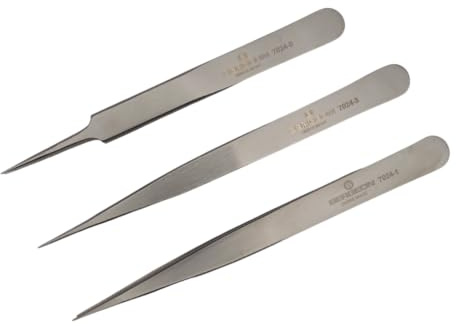 Bergeon 7024-P03 Uhrmacherpinzette B-JET aus antimagnetischem Stahl, 3 Stück, 7024-1 7024-3 7024-5