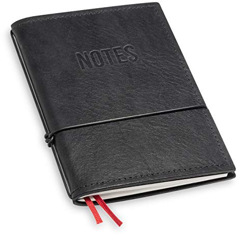 A6 und 9 mm dünn! Revolutionäres, kleines X17-Notizbuch NOTES ! Belgisches Leder schwarz, Innen: 1x blanko Einlage und 1x Buchband, austauschbar=nachhaltig! Made in Germany,17 Jahre Garantie*