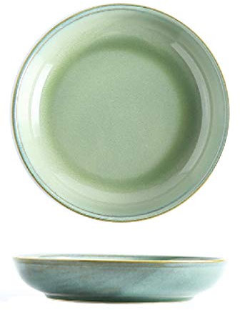 Plato de cerámica de estilo japonés para el hogar, plato hondo, horno creativo cambiado a plato grande para sopa-Plato hondo de hoja de loto de 10 pulgadas