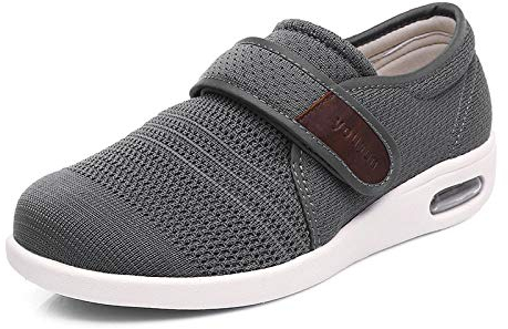 Nwarmsouth Diabetes Schuhe Wanderschuhe Air Cushion,Verstellbare Schuhe für alte Männer, Daumen Valgus Schuhe, geschwollene Füße Schuhe-40_ grau,Klett-Halbschuh Gesundheits-Schuh bequem
