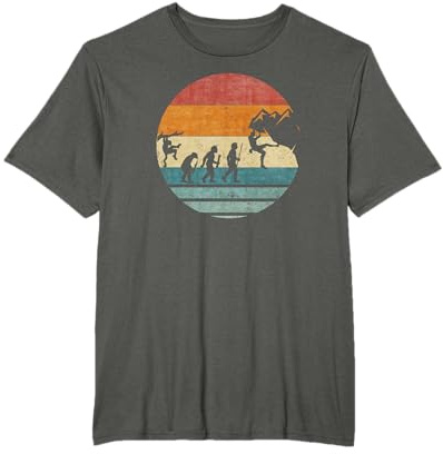 Vintage Retro Evolución De La Escalada Escaladora Silueta Camiseta