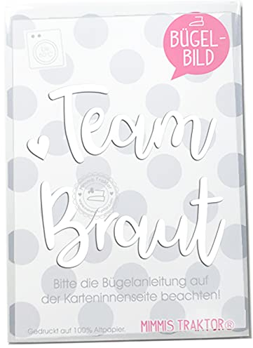 Bügelbild Team Braut JGA 18 cm FLEXFOLIE Aufbügler Applikationen Bügelsticker für Stoffe Textilien zum Aufbügeln, Farbe:weiss