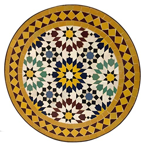Casa Moro Gartentisch Rund – Terrassentisch Mosaiktisch Balkontisch | Beistelltisch, Fliesentisch Aus Marrakesch Marokko Ø 45 cm