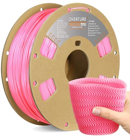 OVERTURE TPU Filament 1.75 mm, Hohe Geschwindigkeit TPU 3D-Drucker Filament, 95A 1kg Spule (2.2 lbs) Super Speedy TPU Filament für High Speed Drucker (Pink)