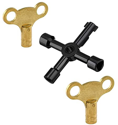 Radiator Keys -Radiator Bleed Multi Functional Utility Key Steel Brass Set for Valves,Boxes and Cabinets BY Noondl Housewares