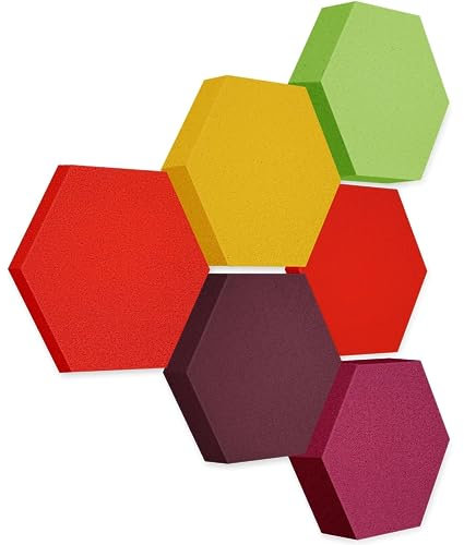 platino24 Akustikpaneele 6 Elemente Edition LOFT 3D I Ø 300mm Akustikplatten Schalldämmung Wand & Decke I Akustikschaum Schall-Absorber aus Basotect 30-70mm mit farbiger Akustikbeschichtung