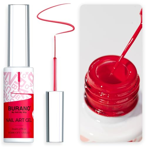 BURANO UV Nagellack, Farben UV Lack Gel Nägel Nageldesign 8ml Gel Liner Nail Art, Holographic Metallisch Glitzer Chrome Nagellack Gel Nail Polish French Gelnägel Farben (LX4)