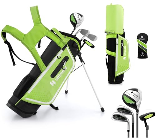 LIFEZEAL Set de Golf para Niños de 5 a 7 Años, Palos de Golf Completos con Bolsa de Transporte Impermeable, Práctica Madera 3, Hierro 7, S y Putter, para Niños diestros (Verde)