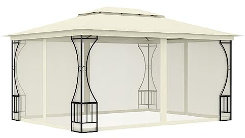Rantry Gazebo da Esterno Crema 300x400 cm, Resistente ai Raggi UV, Ideale per Eventi, Matrimoni e Barbecue, Facile da Montare, con Retine Anti-Zanzare
