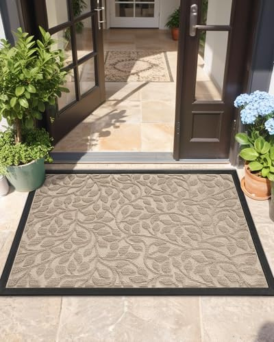 COLOR&GEOMETRY 81x122cm Door Mat Outdoor Non Slip Heavy Duty, Front door mat outside to Catch Dirty, Outdoor Mat for Front Door Welcome, Indoor Outdoor Rug for Single/Back Door, Entryway, Patio, Khaki