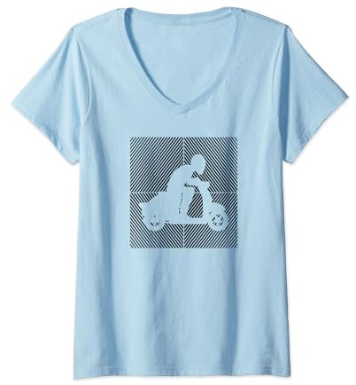 Damen Rollerfahrer Mofa Moped Scooter-Fahrer Motorroller T-Shirt mit V-Ausschnitt