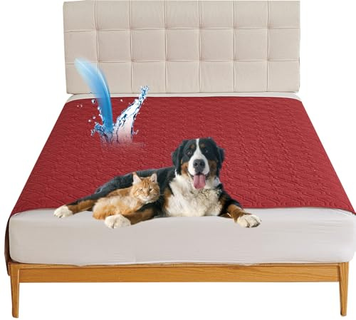 QSZTJJ 99,99 % wasserdichte Hundedecke für Sofa, waschbarer Hundebett-Bezug, tiersicher, große Hundedecke, schützt Bett und Sofa, haustiersicherer Couchbezug (Rot, 75 x 180 cm)