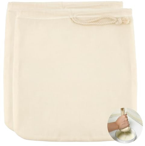 Nussmilchbeutel,Nussmilchbeutel Bio Waschbar,2PCS 12X12 Nut Milk Bag,Käsetuch,Baumwollgaze,Passiertuch,Abseihtuch,Passiertuch Wiederverwendbar,Filtertuch,Cheesecloth,Presstuch,Passiertuch Klein
