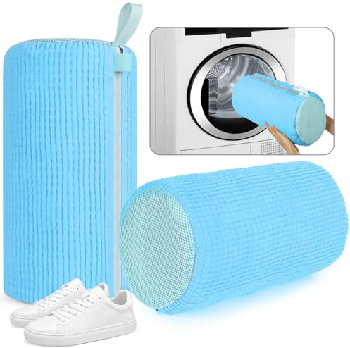 Pack of 2 schuhwaschbeutel 360° Cleaning, Shock Absorbing and Noise-Reducing, Reusable Shoe Washing Bag for Washing Machine, Laundry Net Shoes (B-2 Pieces-Blau)