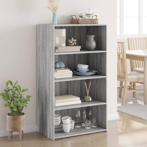 Somanki Highboard Grau Sonoma 70x41x124 cm Holzwerkstoff, Kommode, Sideboard, Schuhkommode, Komodenschrank, Kleiderkommode, Küchenanrichte, Flurkommode, Esszimmerschrank - 846409