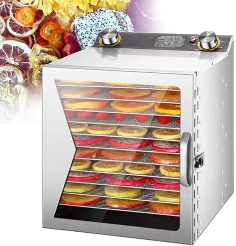 6/8/12/18 Strati Essiccatore Automatico per Frutta Macchina per Frutta Secca Disidratatore per Alimenti Tè ai Fiori alle Erbe per Uso Domestico Commerciale,12layers