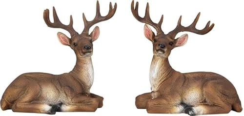 Geschenkestadl 2 Stück Hirschfiguren liegend 15cm Winterdekoration Weihnachten Weihnachtsdekoration Dekoration