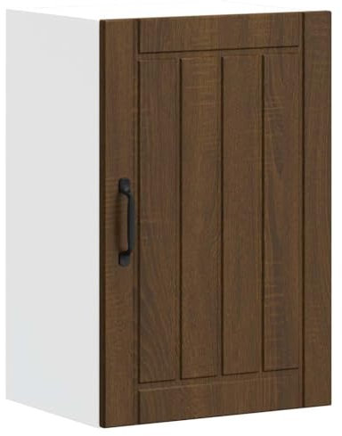 vidaXL Lucca Kitchen Wall Cabinet - Brown Oak Engineered Wood - Wall-Mounted Storage Unit with Practical Glass Doors 40x31x60 cm