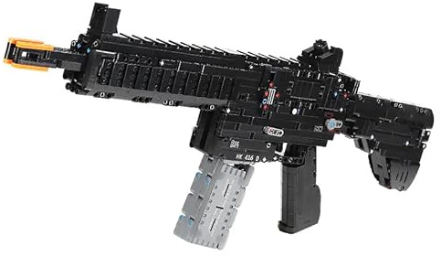Tirff Technik Gewehr Bausteine Bausatz, 1178 Klemmbausteine HK-416-D Technik Sturmgewehr Waffe-Gewehr Modell mit Schussfunktion, MOC Militärische Waffen Bauset Modell