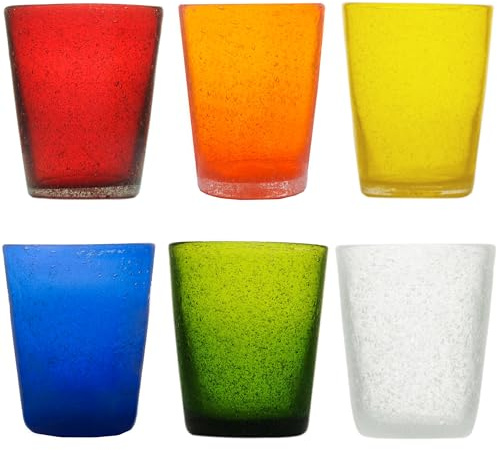 MEMENTO Set 6 bicchieri acqua in pasta di vetro 300cc (Arlecchino)