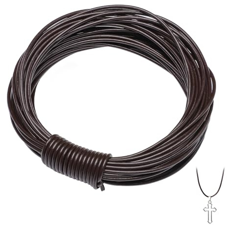 Luxeu Cordino per Collane, 1 Rotolo 10M x 2mm Cordino Cuoio, Lacci Cuoio, Cordoncino in Vera Pelle, Cordoncino per Collane, Bracciali, Perline, Gioielli, Artigianato (Marrone)