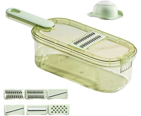 rebanadora de alimentos, rebanadora para cocina,Cortadora de mano - Cortador de verduras multifuncional, espiralizador de verduras con recipiente de 1,5 l para cocinar y preparar comidas