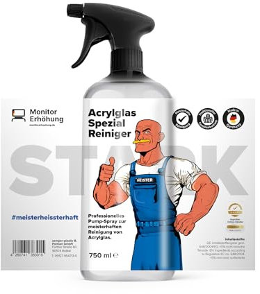 Acrylglas Spezialreiniger Spray - Acrylglas Reiniger für alle Acrylglas Oberflächen - Premium Plexiglas Reiniger ohne Kratzer - Kunststofffenster Reiniger (750ml)