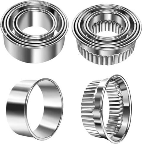UKoosien Ausstechformen Set, 10 Stück Edelstahl Rund (4.5-8.2 cm) - Plätzchen Ausstecher & Keksausstecher, Spülmaschinenfest - Backzubehör für Kekse, Kuchen, ravioli und Deko