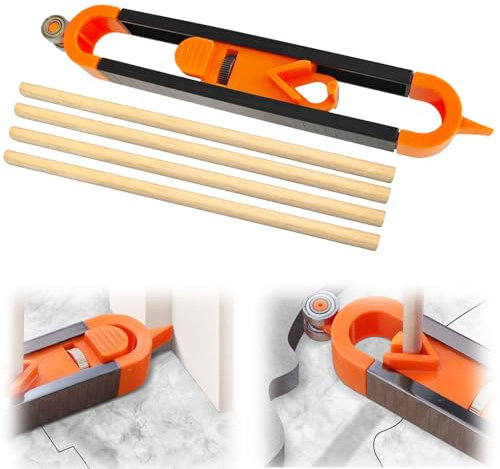 5Pcs Scribe Tool Set, Scribing Tools for Tile Scribe & Woodworking, Multi Functional Pencil Scribing Tool with Lock, Woodworking Edge Corner Measuring Duplicator, Profile Marking Tool for Carpentry