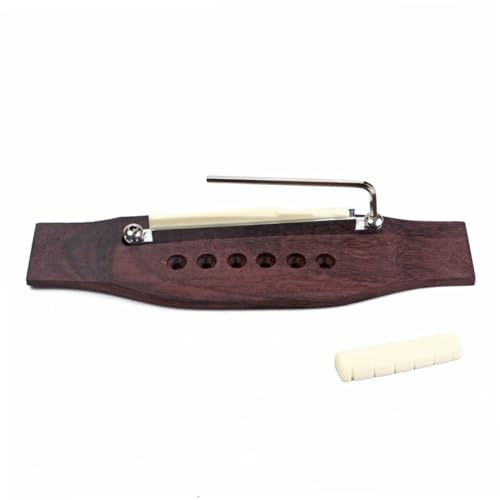 ERINGOGO Akustikgitarrenbrücke Gitarrenbrücken Satz für 6-Saitige Akustikgitarre Bausatz mit Metall und Holzteilen Polierte Glatte Oberfläche