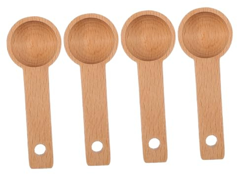 MUELODSIC 4 Piezas Cucharas Medidoras de Madera de Haya para Café Molido Té y Polvo Cucharas y Precisas para Cocina y Repostería