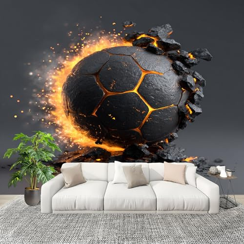 Deportes FúTbol Creativo Fotomurales Pared Papel Pintado 350x256 cm Negro Tejido No Tejido Fotomurales Dormitorio Para la sala Decoración de pared tipo póster Fondo De Pantalla