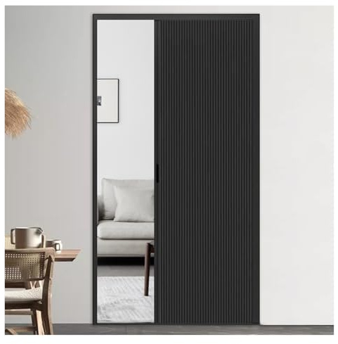 Innen Akkordeon Tür, Innentür mit Wabenstruktur, Faltschiebetür, Verdunkelung, Schwarz/Weiß, verschiedene Größen(Black,109X180CM)