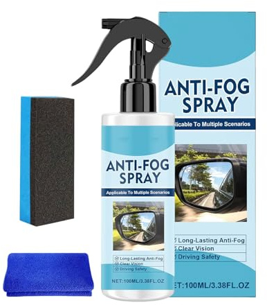 Spray antiempañamiento para coche, 100 ml, impermeable, con paño y limpiacristales antivaho, para espejo, baño, interior, viajes, visibilidad, camión, SUV