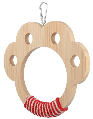 ifundom Columpio Colgante para Pájaros Percha de Madera Natural, Plataforma para Loros de Aves Grandes, Juguete Columpio para Jaula, Accesorio Suspendido para Jaulas de Interior