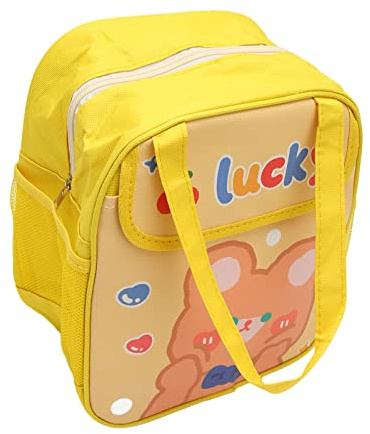 Generic Isolerad Matkasse för Flickor, Kawaii Tecknade Mönster med Stor Kapacitet Aluminiumfolie Termisk Bento Lunchbox med Sidoficka Design för Picknick på Kontorsskolan (Gul björn)